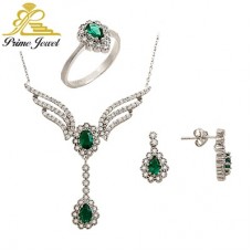 Gümüş zirkon taşlı set